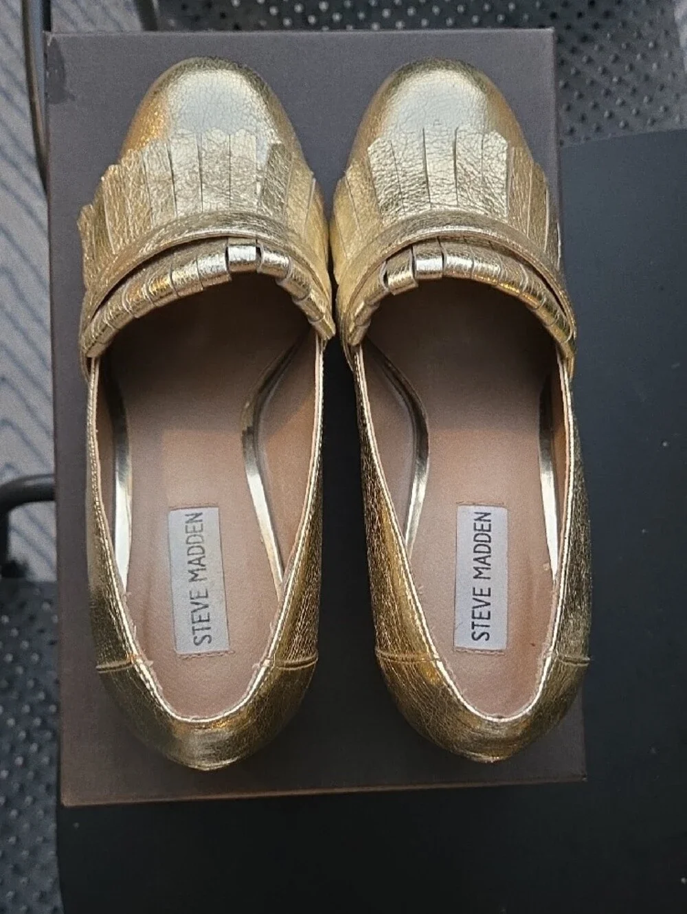 Steve Madden Gold Metallic Fringe Loafers